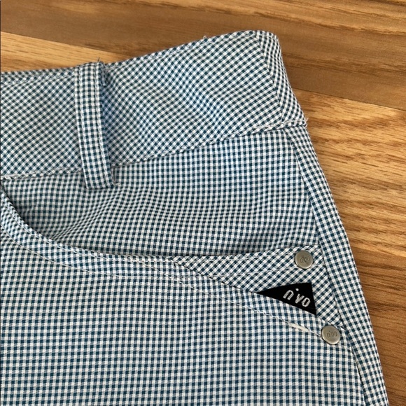 Blue and White Mini Pleated Skorts for Work - Picture 3 of 6